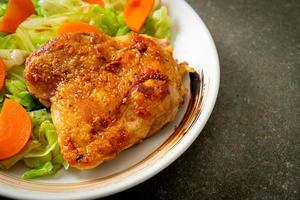 teppanyaki chicken steak with cabbage and carrot photo