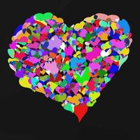 abstract art with set of multicolors hearts shapes photo