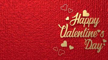 The gold happy valentine day on red background  for holiday concept 3d rendering photo