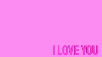 I love you pink text for love or holiday concept 3d rendering photo