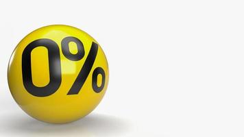 zero percent on yellow ball  3d rendering photo