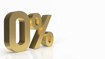 gold  zero percent on white background  3d rendering photo