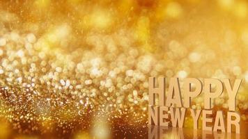 el oro feliz año nuevo en bokeh para el concepto de vacaciones 3d renderizado foto