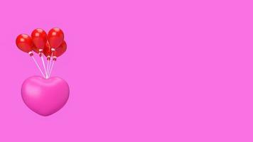 The pink heart and red balloon  for valentine concept 3d rendering photo