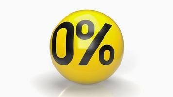 zero percent on yellow ball  3d rendering photo