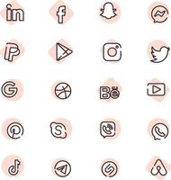 conjunto de iconos de redes sociales, ilustración, vector sobre un fondo blanco.