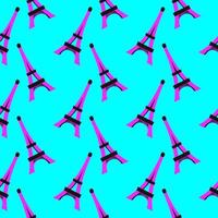 Small eiffel tower , seamless pattern on a light blue background. vector