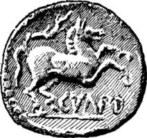 British Coin back side, vintage illustration. vector