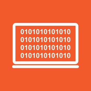 icono de fondo de color de línea de código binario de computadora vector