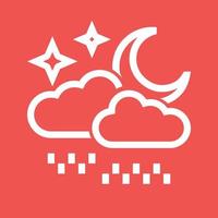 Rainy cloud with moon Line Color Background Icon vector