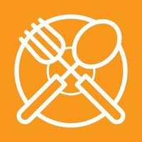 Cutlery and Plate Line Color Background Icon vector