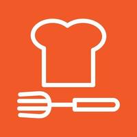 Chef Hat and Fork Line Color Background Icon vector