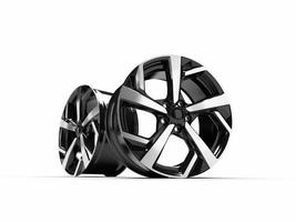 Alloy wheel for a car. 3D rendering illustration. photo
