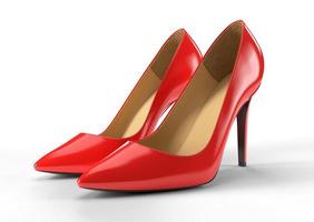 zapatos de mujer de tacón rojo aislados sobre fondo blanco. ilustración de representación 3d. foto