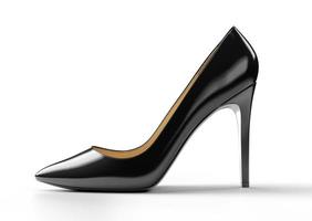 Black women's shoes isolated on white background. 3D rendering illustration. photo