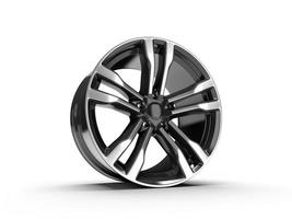 Black car alloy wheel, isolated over white background. 3D rendering illustration. photo