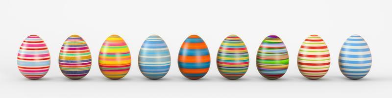 conjunto de huevos realistas sobre fondo blanco. ilustración de representación 3d. foto