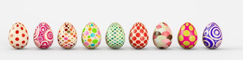 Set of realistic eggs on white background. 3D rendering illustration. photo