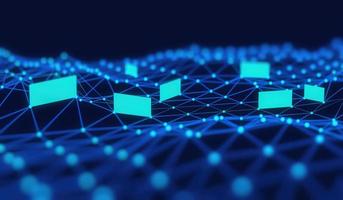 Internet connection technology concept. Cloud computing, neural communications of a supercomputer. Background from triangles connecting dots and lines. Cybersecurity concept, 3D rendering illustration photo