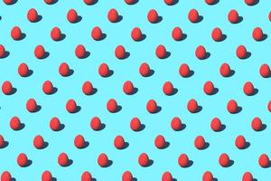 Easter eggs on pastel isometric minimalistic seamless background. Minimal food concept still life pattern. 3D rendering illustration. photo