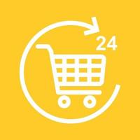 24 Hour Shopping Line Color Background Icon vector