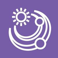Sun and Planets Line Color Background Icon vector