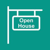 Open House Sign Line Color Background Icon vector