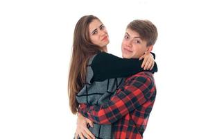 stylish couple in love in studio photo