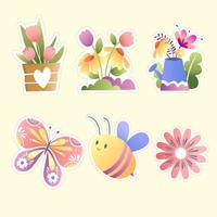 Spring Themed Sticker Set vector