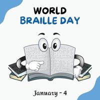 World Braille Day. Blue Modern Vector Illustration