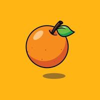 Orange fruit Cartoon Vector Icon Illustration. Food Nature Icon Concept Isolated Premium Vector. Flat Cartoon Style