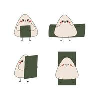 personajes onigiri con toallas nori ilustración vectorial vector