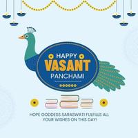 Happy Vasant Panchami Background vector peacock