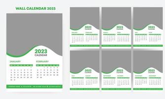 Vertical wall calendar template for 2023 year. Set of 12 months. Week starts on Sunday. Planner in minimalist style with place for photo. Vector editable corporate and business calendar page template