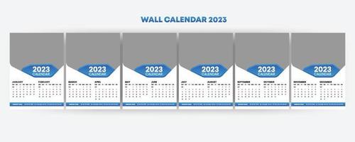 2023 Calendar template design. Week starts on Sunday white and yellow calendar for businessman. Wall planner in simple clean style. Corporate or business calendar. English vector calendar layout.