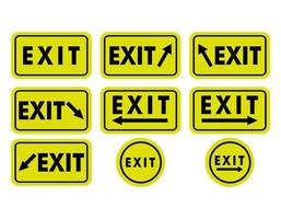 set of exit sign, marker exit vector template