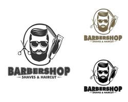 conjunto de vector de logotipo de barbería, elegante logotipo de barbero