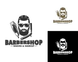 conjunto de vector de logotipo de barbería, elegante logotipo de barbero