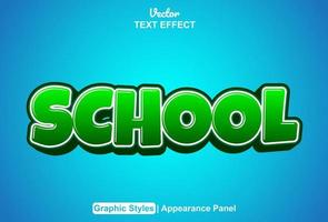 school text effect with graphic style and editable. vector