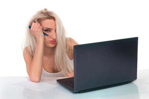 Girl with laptop photo