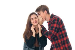 stylish couple in love in studio photo