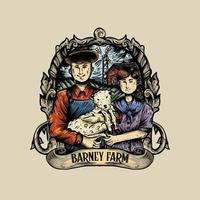 Two Farmer with Vintage Style Logo vector