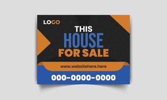 Modern yard sign or signage design template for outdoor home sale. easy to use for real estate company business vector