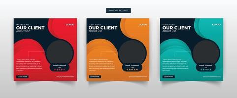 Modern and professional Client review or customer feedback social media post web banner template vector