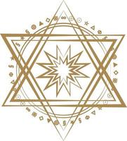 Magic circle, Mystical geometry symbol. Linear alchemy, occult, philosophical sign. vector