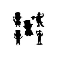 magician set silhouette icon logo vector