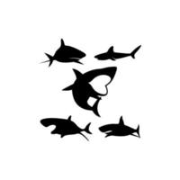 shark set silhouette icon logo vector