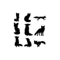 diseño de silueta de conjunto de animales de zorro vector