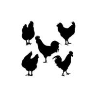 logotipo de icono de silueta de conjunto de gallo vector