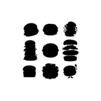 icono de conjunto de colección de comida chatarra de hamburguesa vector